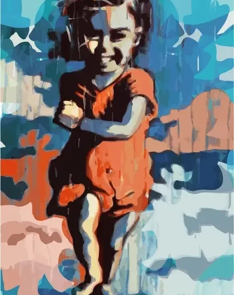 A la plage - Peinture de Caroline Moisan