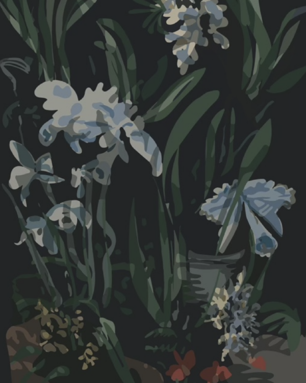 Peinture numérique en tirage limité, nature morte, fleurs en massif - Caroline Moisan